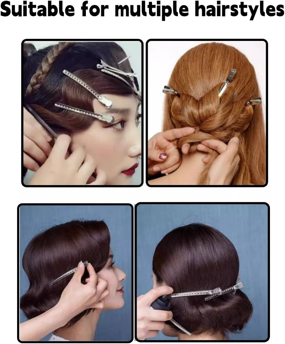 Guoguiming 40 Pcs Metal Duck Billed Hair Clips,For Hair Styling, Cutting, Blow Drying & Makeup - Ideal for Home and Salon Use, Silver（9Cm） image number 6