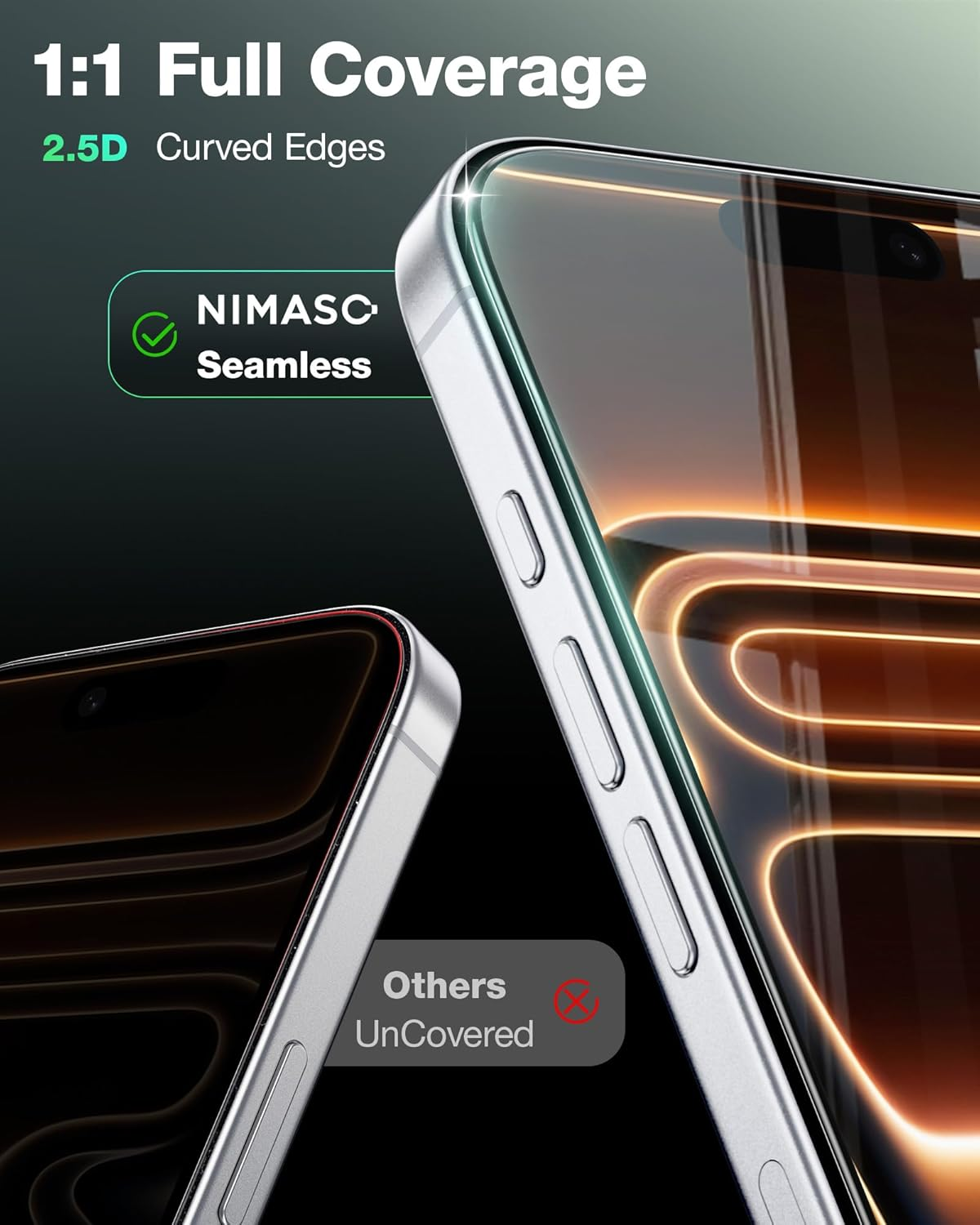 NIMASO for Iphone 17 Pro Max Screen Protector Full Coverage 6.9-Inch, No Bubbles No Dust Instant Installation, 9H Hardness Tempered Glass Military Grade Shatterproof, Anti-Scratch, 2 Pack image number 5