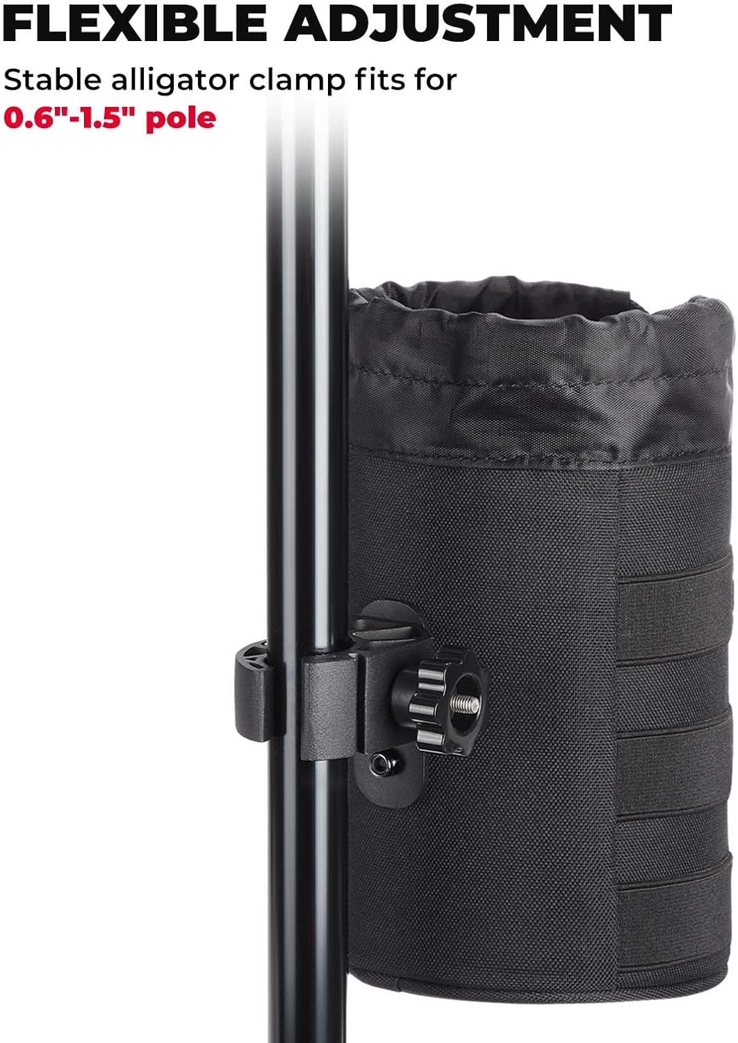 KEMIMOTO Motorcycle Cup Holder, 32OZ Motorcycle Drink Holder with 0.6"-1.5" Alligator Clamp, ATV Cup Holder with Front Pocket for Motorcycle, ATV/UTV, Scooter, Boat, Kayak, Bike, Walker, Black image number 3