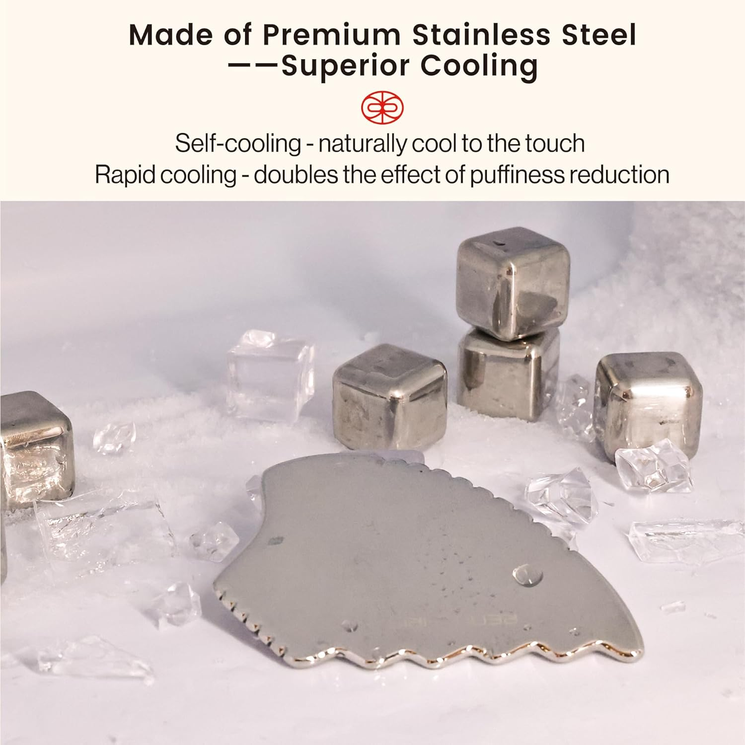 Rena Chris Gua Sha Facial Tools, Stainless Steel Guasha, Manual Massage Sticks for Jawline Sculpting and Puffiness Reducing, Scraping Massage Tool, Skin Care Massager (Pear-Shaped) image number 3