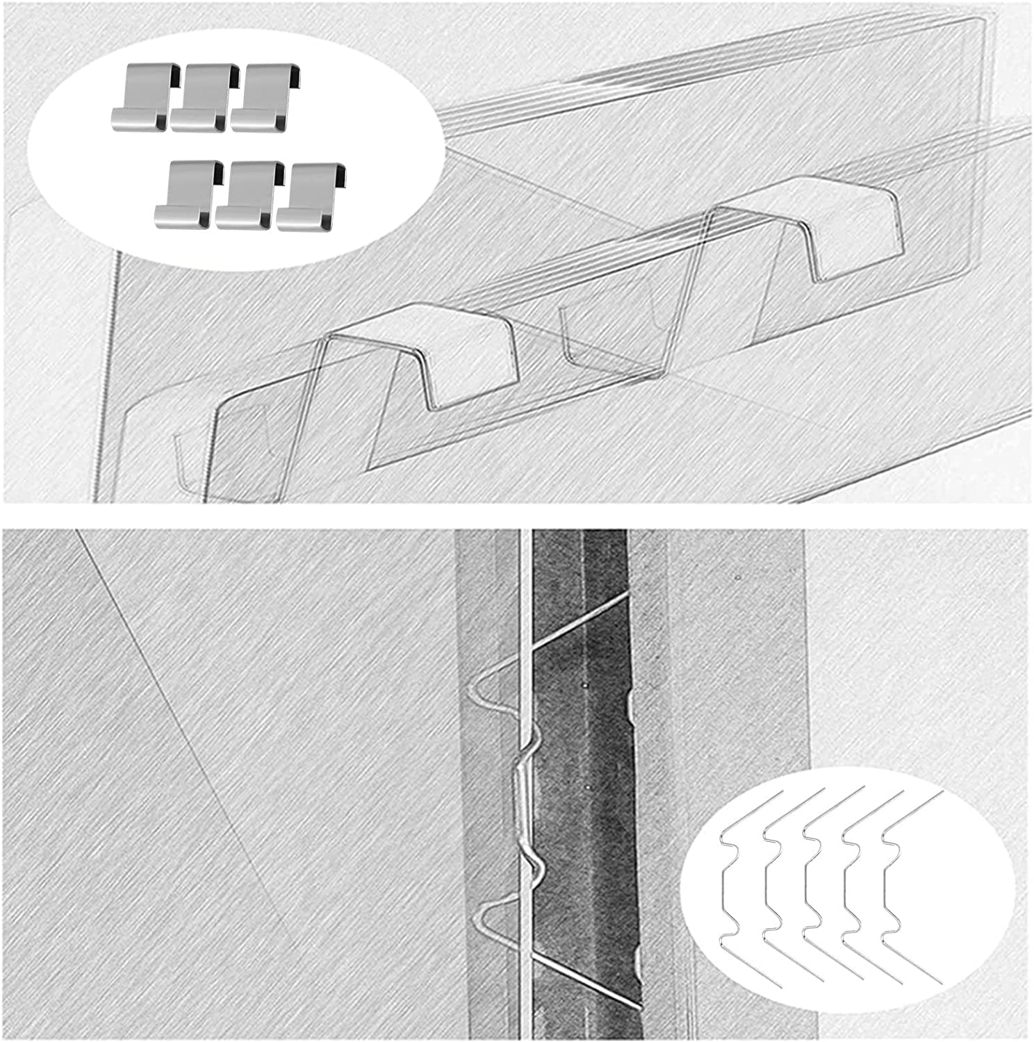 120Pcs Garden Greenhouse Glass Clips, Greenhouse Repair Kit (60Pcs W Wire Clips + 60Pcs Z Overlap Clips), Stainless Steel Greenhouse Window Clips, Glass Pane Fixings Clips, Glazing Clips.