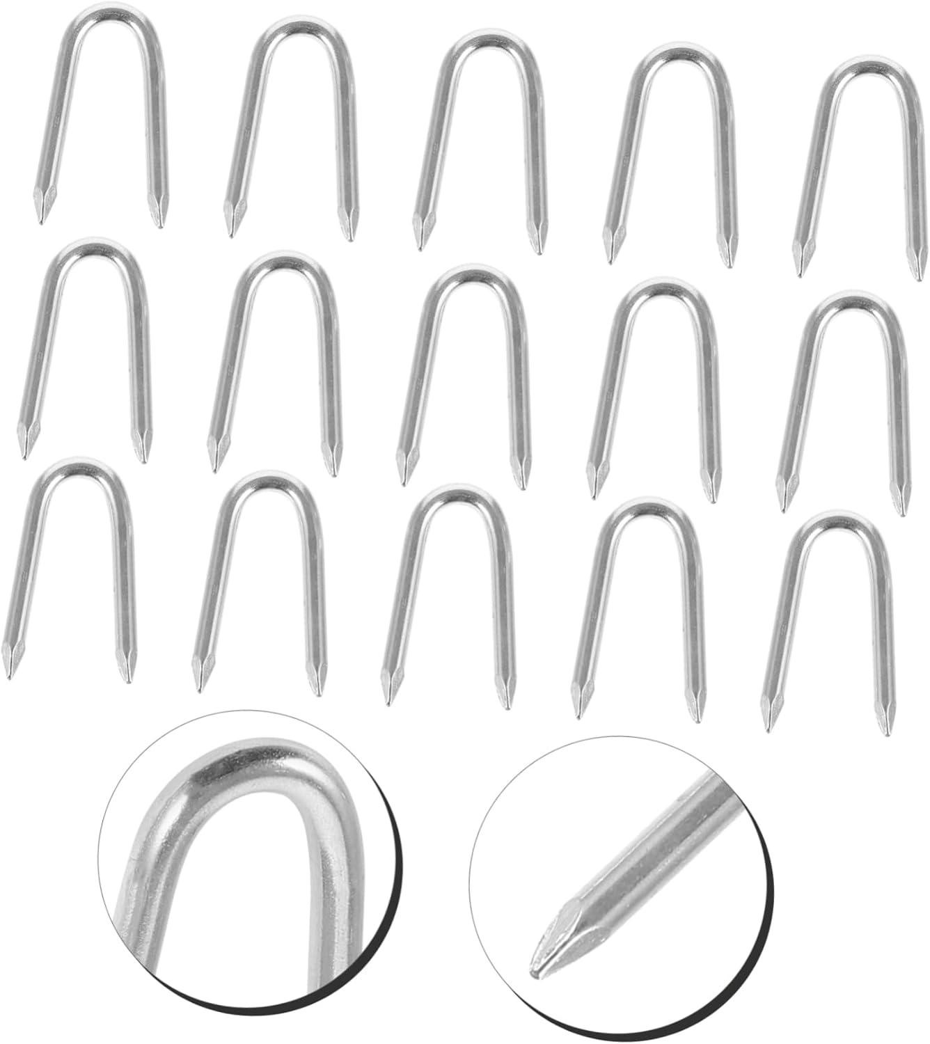 50Pcs Iron Nail Wire Mesh U Shaped Nails Metal U Stakes for Garden Fences Outdoor Plant Support Fence Stake image number 3