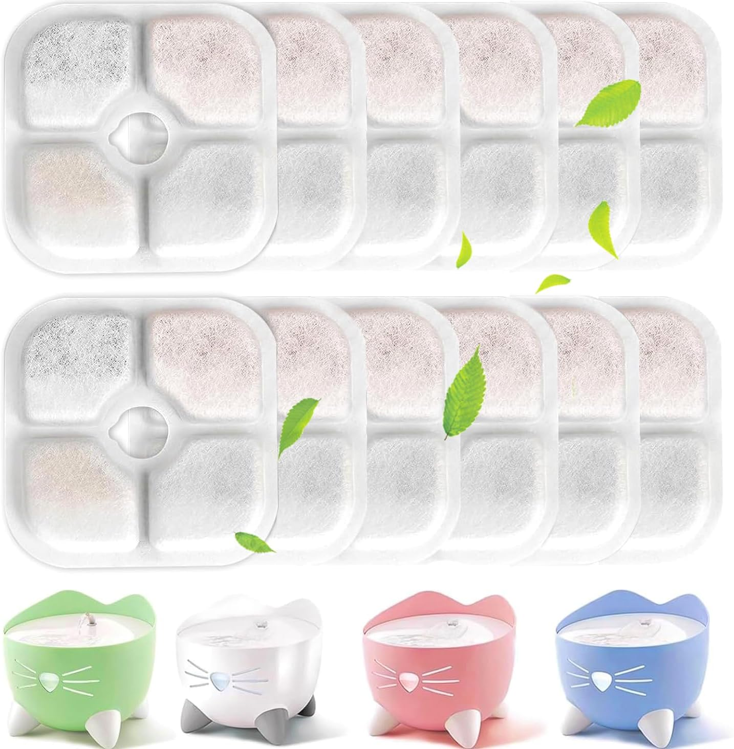 Pack of 4 Cat Fountain Filters for 2.5 L Pixi Drinking Fountain, Resin Activated Carbon Three Layer Filtration System, for 43717 Filter Cat Fountain Replacement Filter (Pack of 4)