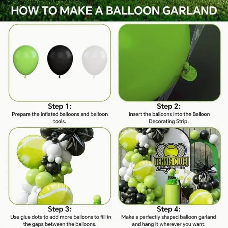 Sports Themed Balloon Set, Tennis Series Arch for Birthday Party Decoration（97 PCS）