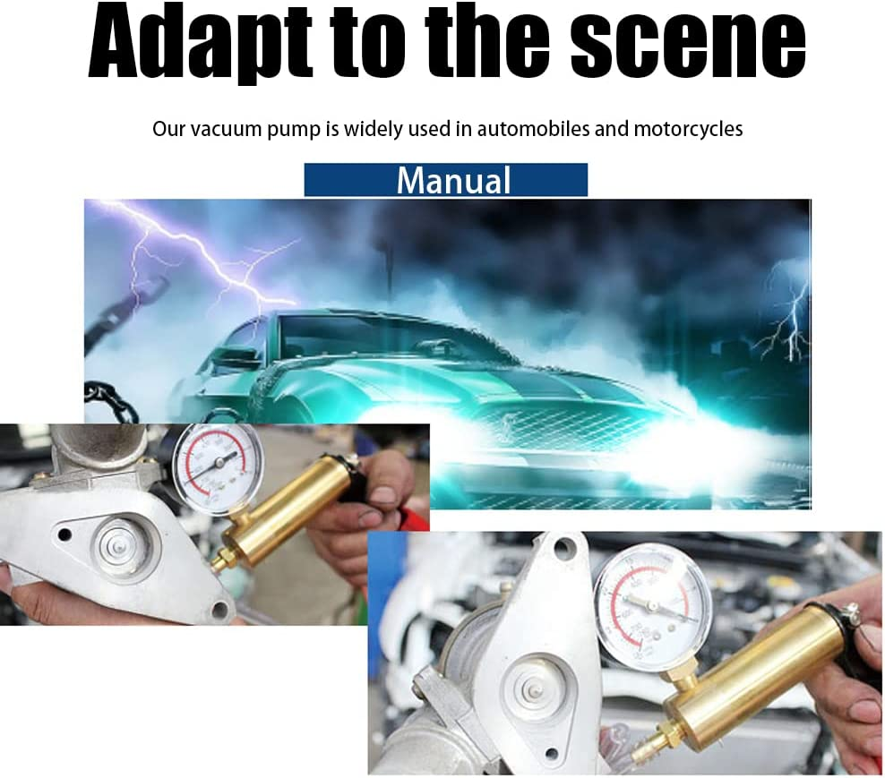 Red 2 in 1 Brake Bleeder Kit Hand Held Vacuum Pump Test Set for Automotive with Protected Case,Adapters,One-Man Brake and Clutch Bleeding System image number 5