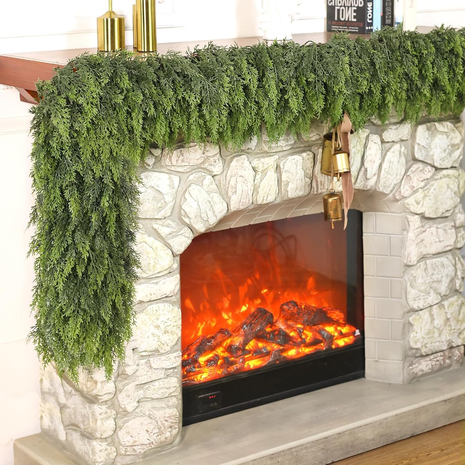 Upgrade Dense 2.7M Cedar Garland Realistic - 238 Branches of Artificial Christmas Garlands Faux Green Cedar Fake Pine Needles Garland for Stairs, Mantle, Window,Indoor Outdoor,Home,Christmas Decor image number 5