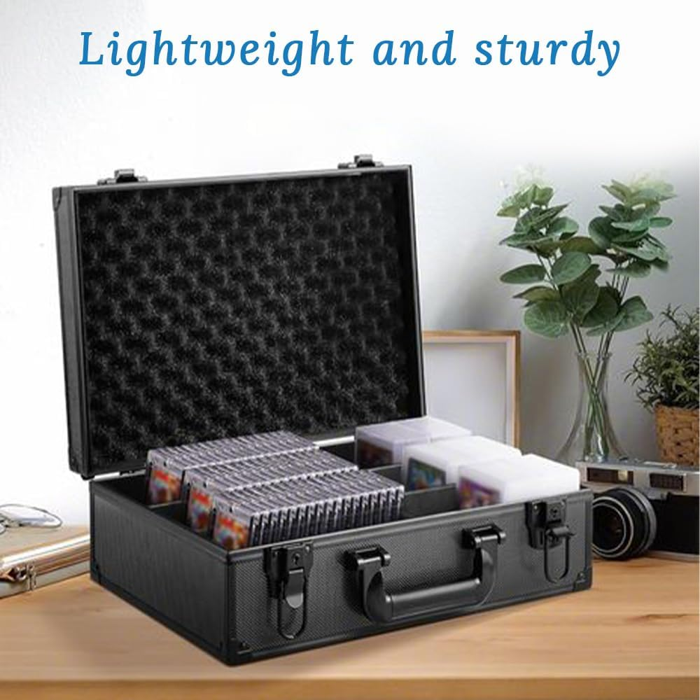 Card Storage Hard Case, Sports Card Storage Tool Box with Carrying Handle for Easy Carrying, Suitable for Travel, Office, Home, Arcade, Party (Black) image number 4