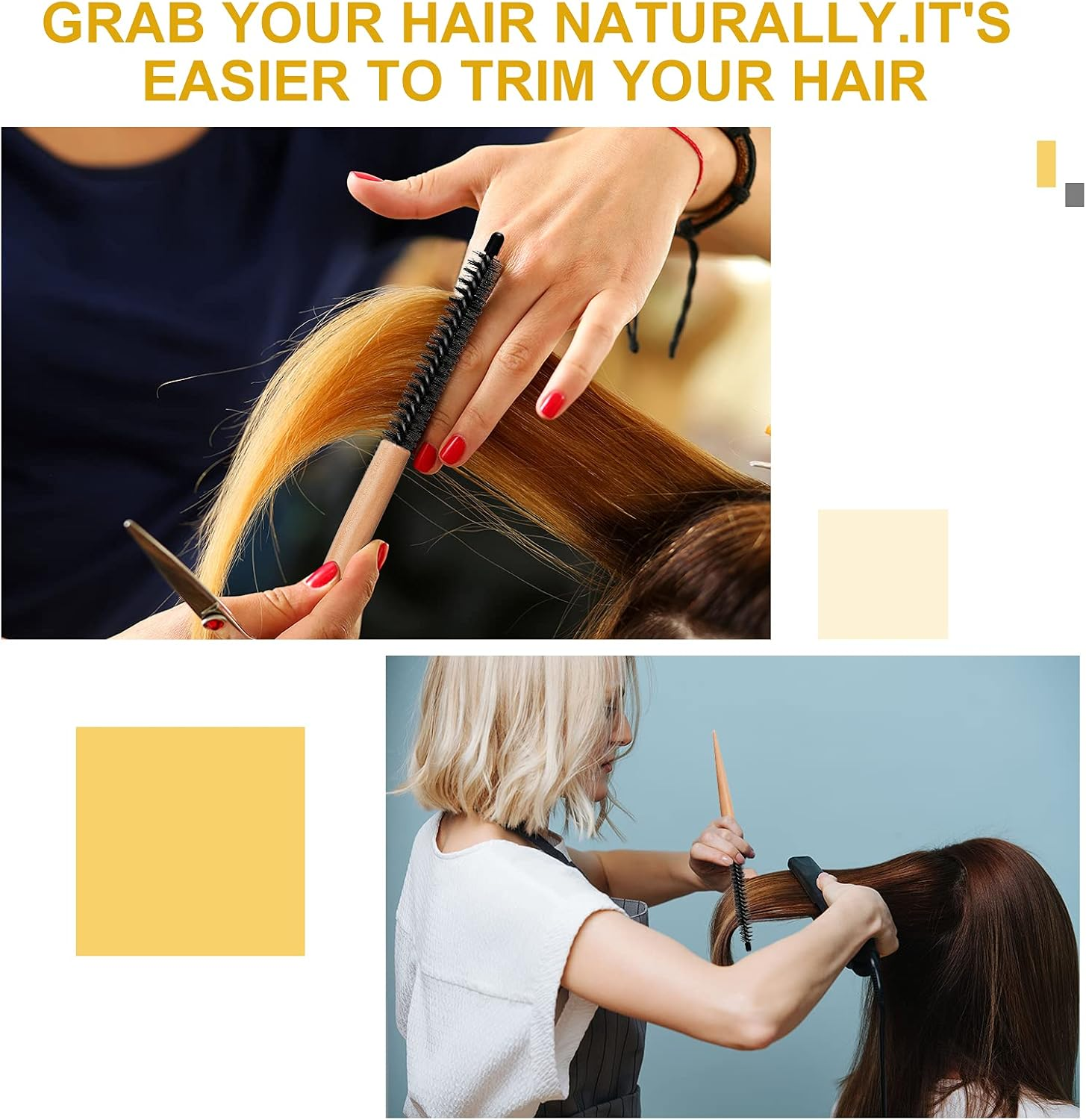 Mini Roller Quiff Brush for Hair Styling - round Comb for Thin Short Hair, Bangs, Beard Lifting and Curling(10 Inch) image number 4