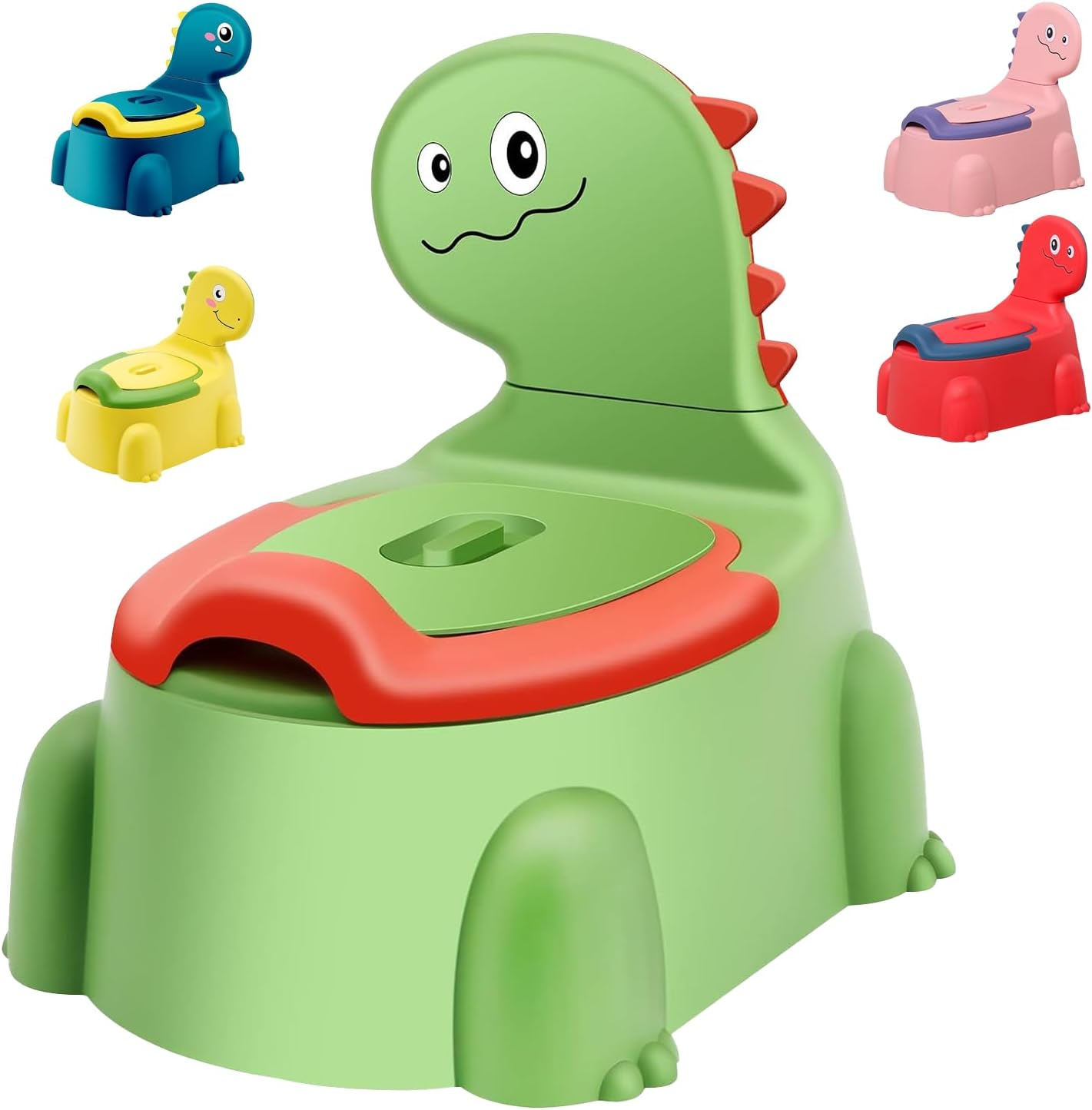 Kaiounni Toddler Potty Seat &ndash; Comfortable Dinosaur Design Toilet Trainer with Non-Slip Mat, Backrest, Soft Lid, and Portable for Boys & Girls Aged 1-6, Safe Potty Training Seat (Green) image number 3