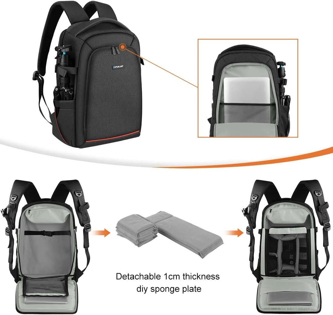 Camera Backpack ，PULUZ Waterproof Scratch-Proof Camera Bag with Rain Cover for Laptop/Digital Camera/Dslr SLR Cameras Lenses Photography Accessories image number 3