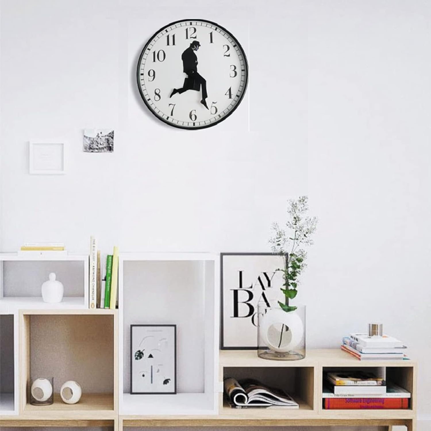 TANKRIN Ministry of Silly Walks Clock, Silly Walk Wall Clock, a Interesting Wall Clock for Bedroom Kitchen Living Room, Novelty Home Decor Gifts (Black) - White image number 2