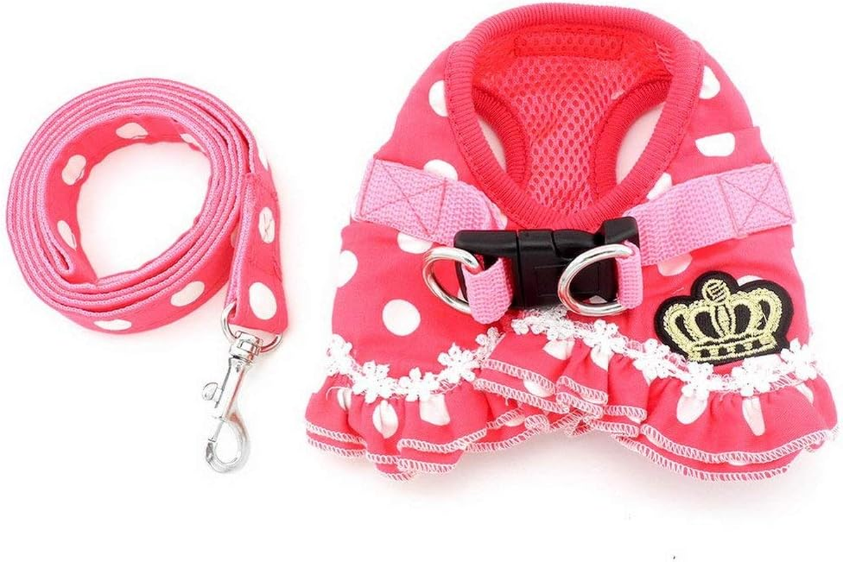 SELMAI Puppy Small Dog/Cat Dots Vest Harness Leash Set Mesh Padded No Pull Lead image number 2