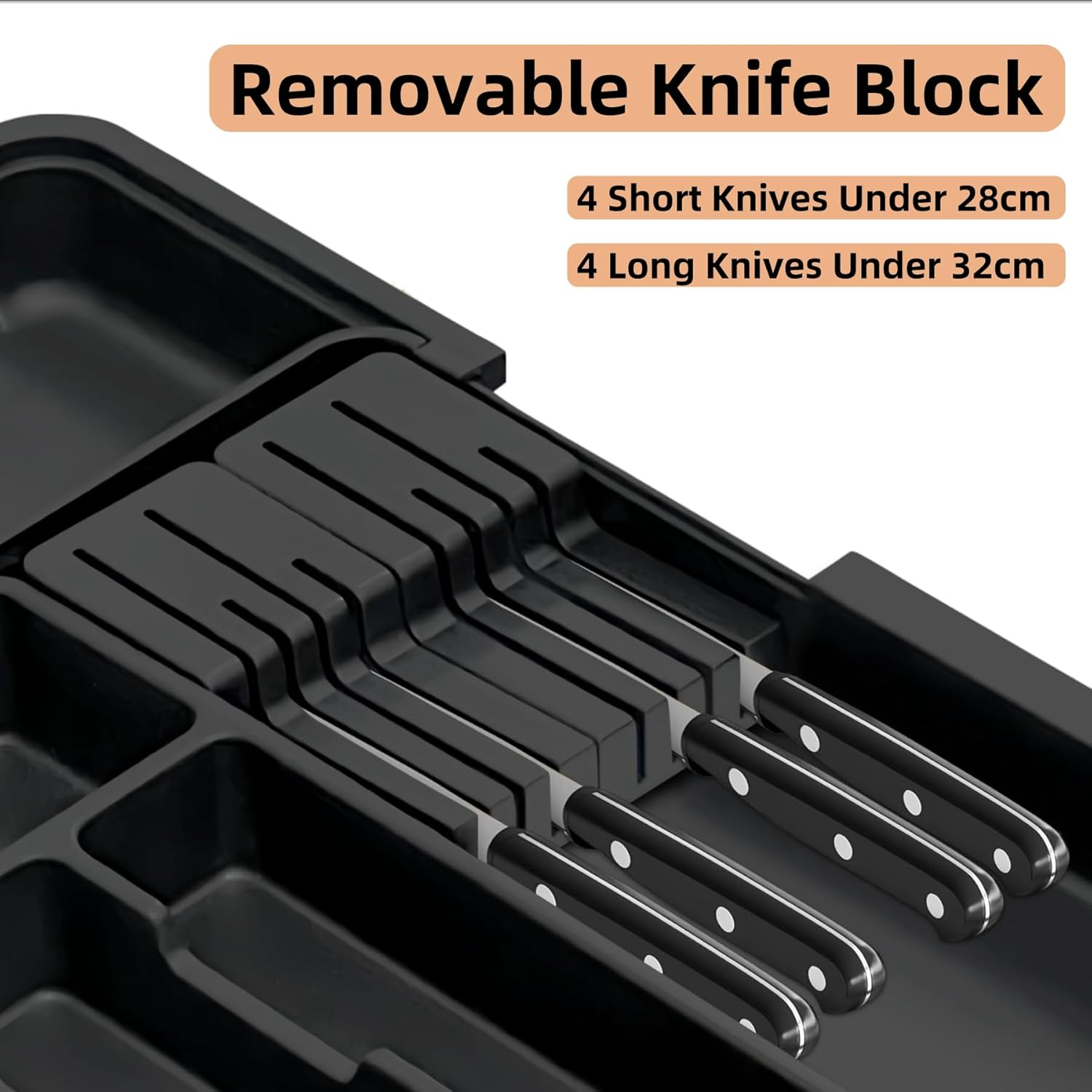 FORYUSE Expandable Cutlery Drawer Organiser Utensil Tray Removable Knife Blocks Adjustable Large Flatware Storage Holder Divider Kitchen for Spoons Forks image number 5