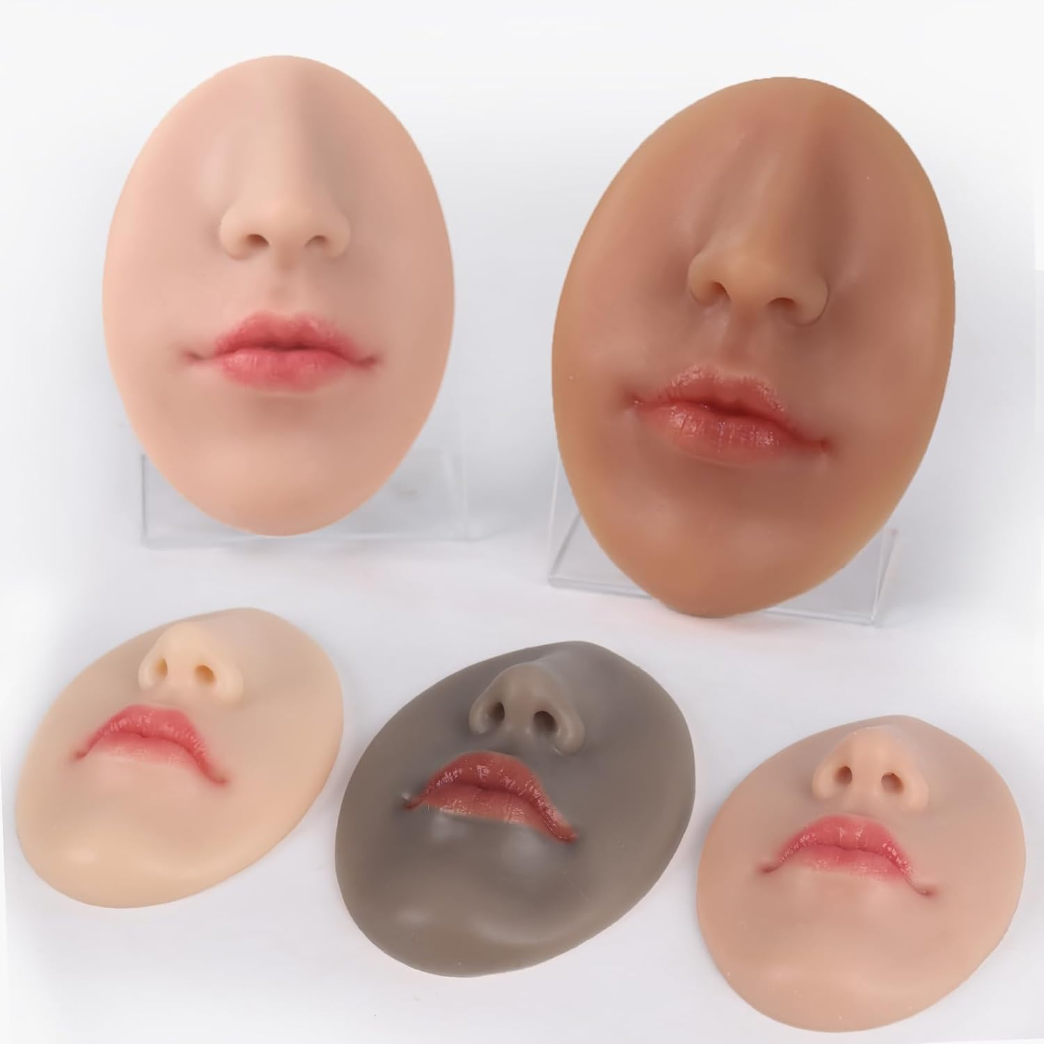 Vnmcry Silicone Nose Mouth Model Soft Flexible Piercing Practice Body Parts Silicone Lips Realistic Face Piercing Model Display (1 Pcs, Ivory, M-Thin Lip) image number 4