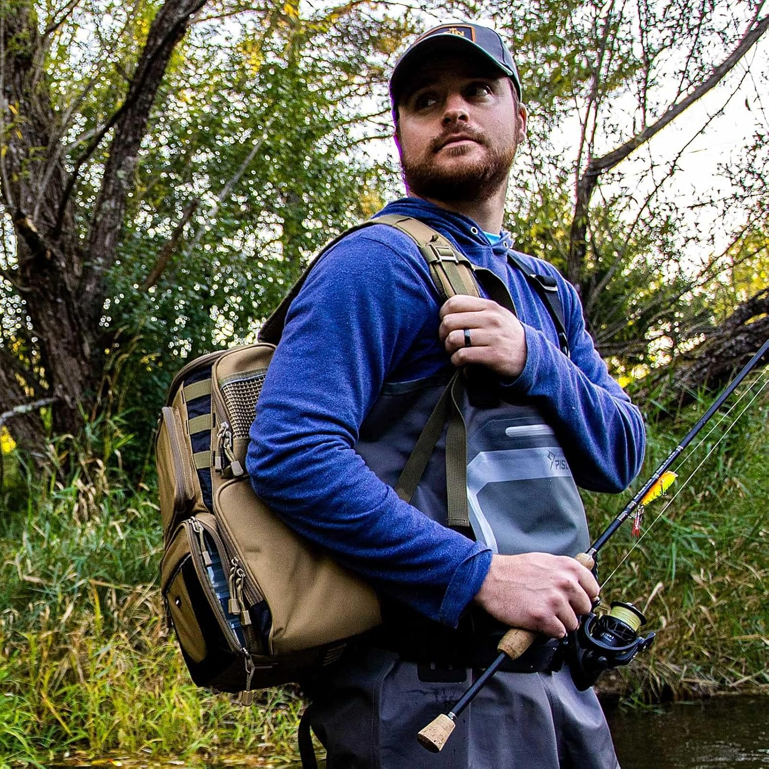 Piscifun Fishing Tackle Backpack Large Waterproof Tackle Bag Storage with 4 Tackle Boxes (Khaki, Black and Camouflage)