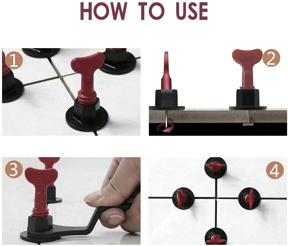 50-200 Tile Leveling System Clips Levelling Spacer Tiling Tool Floor Wall Wrench (6 Wrenches + 150 Pcs Clips) image number 5