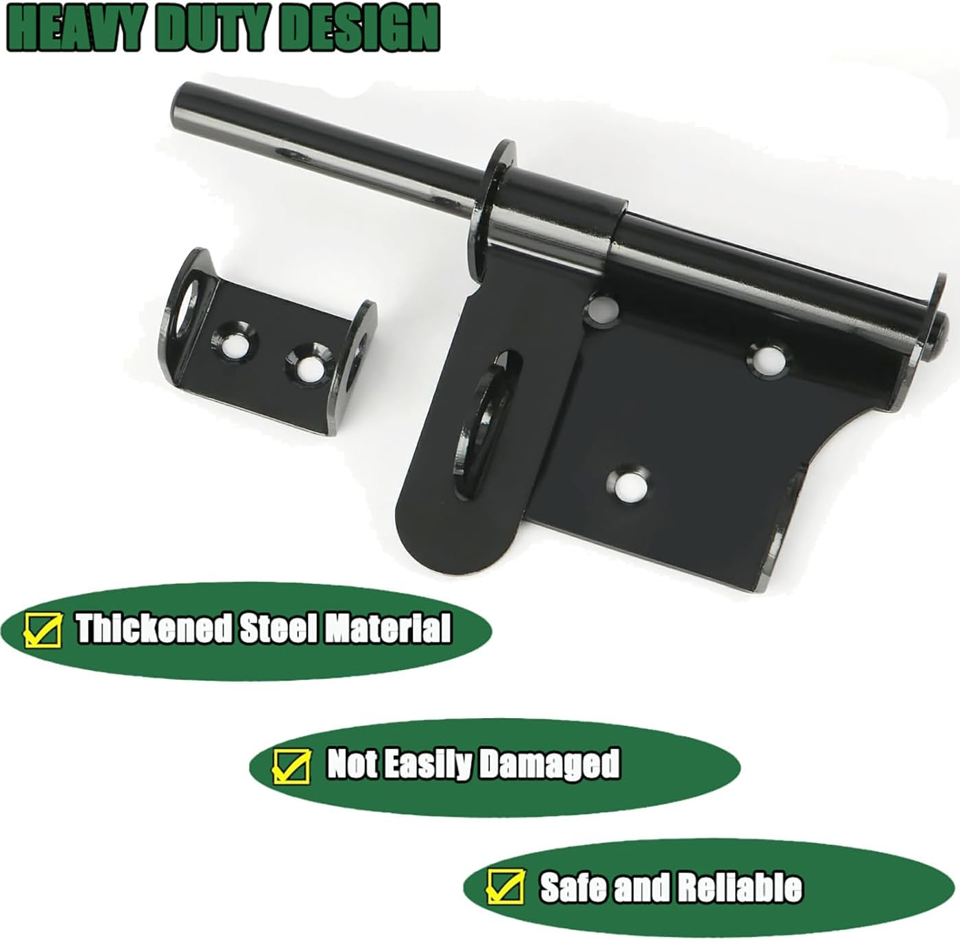 Ziyuya Gate Latch Bolt Lock Padlock Slide Gate Locks Barrel Bolts Door Lock Hardware for Shed Wooden Fences Barn Yard Doors Outdoor Latch 6 Inch (Black) - Black image number 4