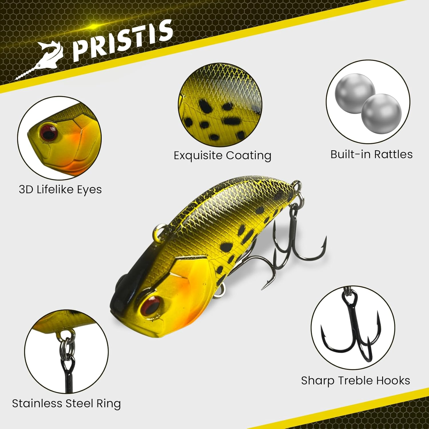 Pristis Fishing Lures for Freshwater & Saltwater, Sinking Vibe Lipless Crankbaits with Sharp Hooks, Jig Head Soft Baits and Swim Jigs, Micro Blade Baits, Pre-Rigged Swimbaits Kit for Bass Trout Pike
