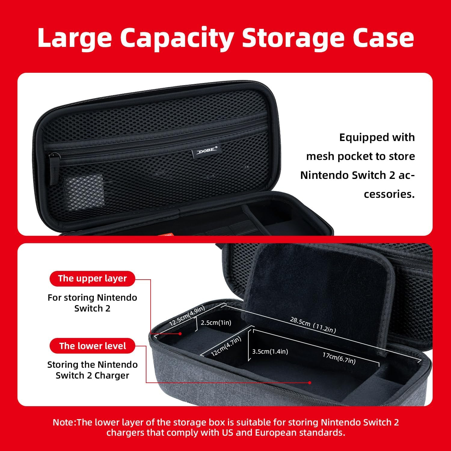 Mcbazel Carrying Case Compatible with N-Switch 2,With 12 Games Cartridges ABS Material Hard Shell Travel Carrying Case Pouch for Console & Accessories image number 2