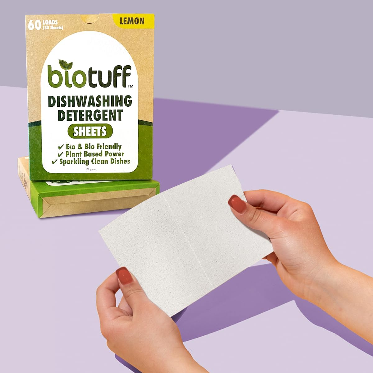 Biotuff Dishwasher Detergent Sheets - Eco Friendly, Biodegradable & Plastic Free - Powerful Grease Cutting Formula - Lightweight & Convenient Dishwashing Solution | 30 Sheets image number 3