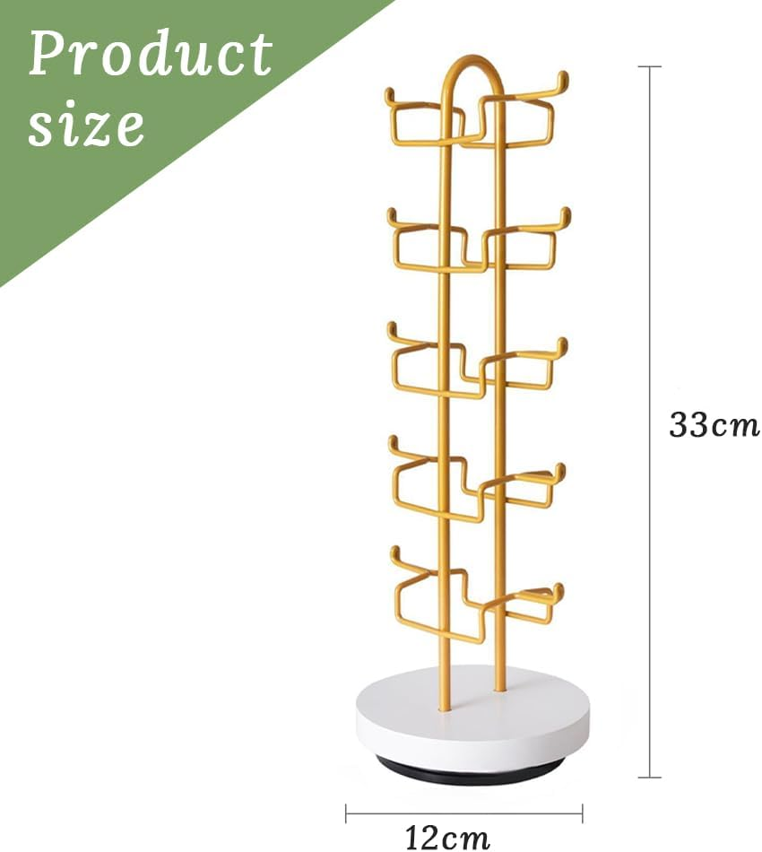 Metal Five-Layer Sunglass Storage Box with Rotating Base Display Stand for Organizing Decorations, Jewelry, Glasses, Necklaces, Desktop Storage Rack for Bathroom, Bedroom, Dressing Table (Gold) image number 3
