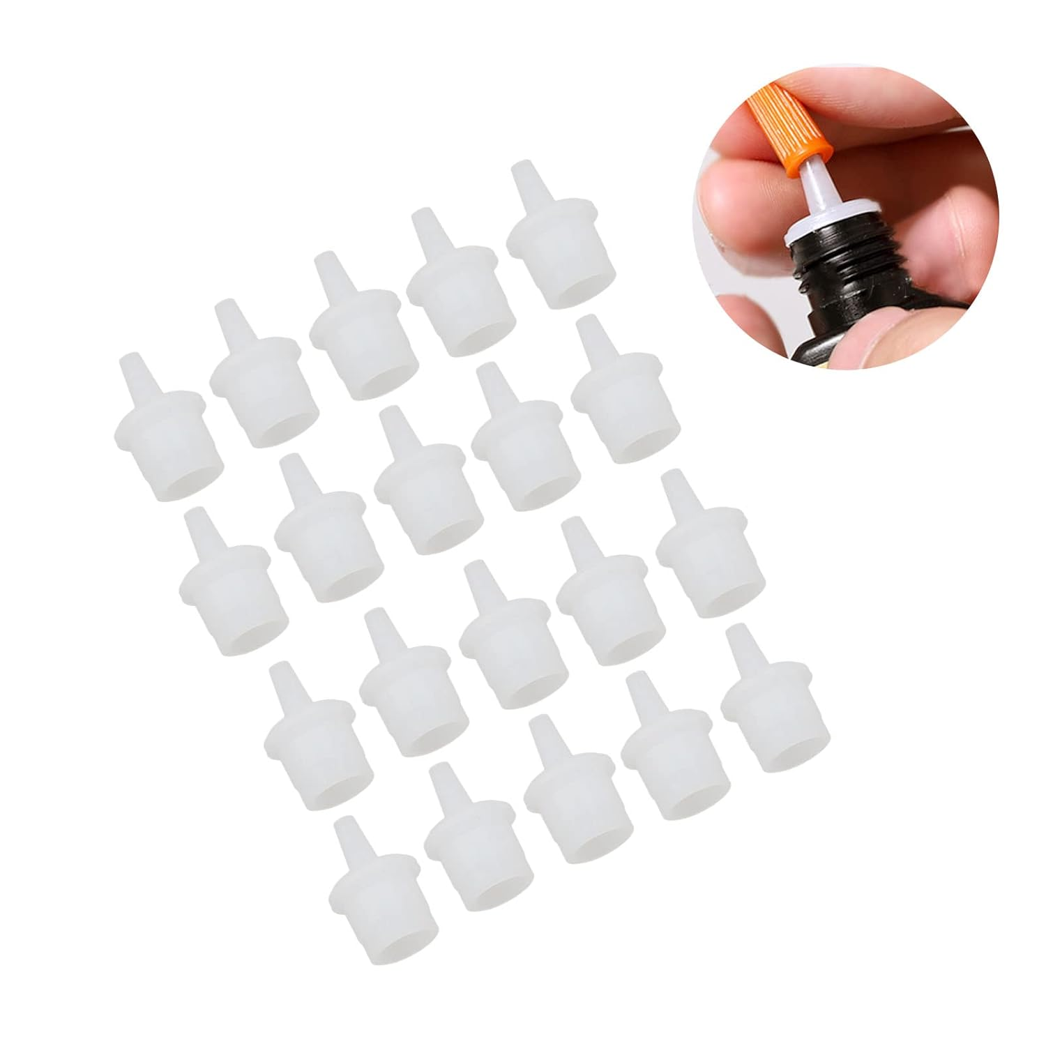 Ejoyous 20PCS ABS Eyelash Glue Bottle Nozzles (0.9X0.5In/22X13Mm) Sealed Dustproof, Sturdy Durable, Fits Eyelash Glue/Pigment/Color Bottles, Nail Art/Eyelash Extension Accessory image number 5