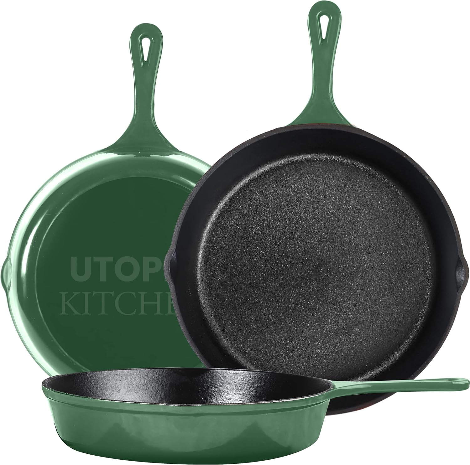 Utopia Kitchen - Pre Seasoned Cast Iron Skillet (Set of 3 Pcs) - 6 Inches 8 Inches and 10 Inches