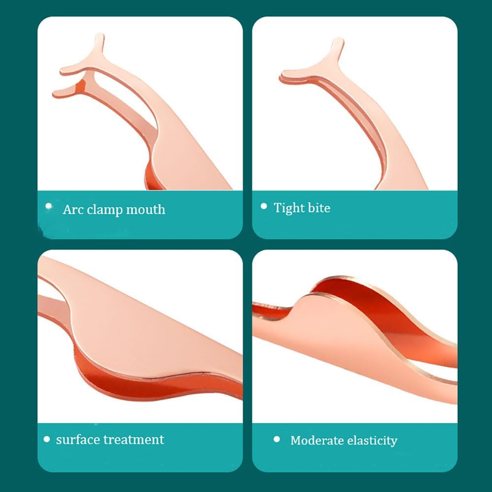 Custelen Rose Golden False Eyelashes Applicator Tool - Eyelash Extension Tweezers & Remover Clip Nipper Setz image number 5