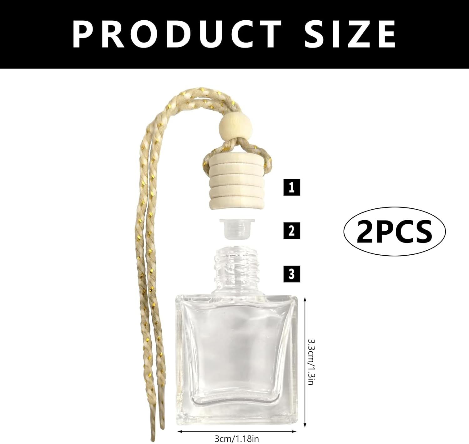 Car Aromatherapy Diffuser Bottle - 2 Pack Hanging Perfume Bottle, Empty Glass Bottles for Auto Window Ornament & Fragrance Decor image number 1