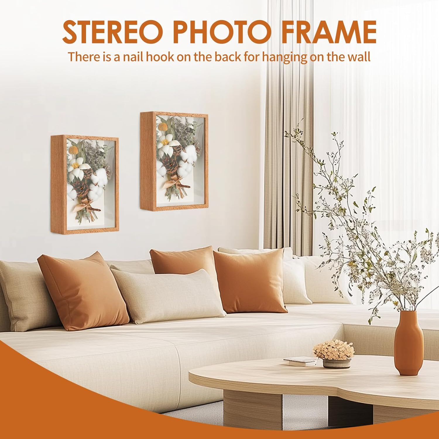 Box Frame, Flower Frame, 3D Picture Frame, Box Picture Frame for Dried Flowers, Crafts, Photos, Money, and Stamps. Great as a Gift for Friends or as Room Decor (Nut-Brown) image number 4