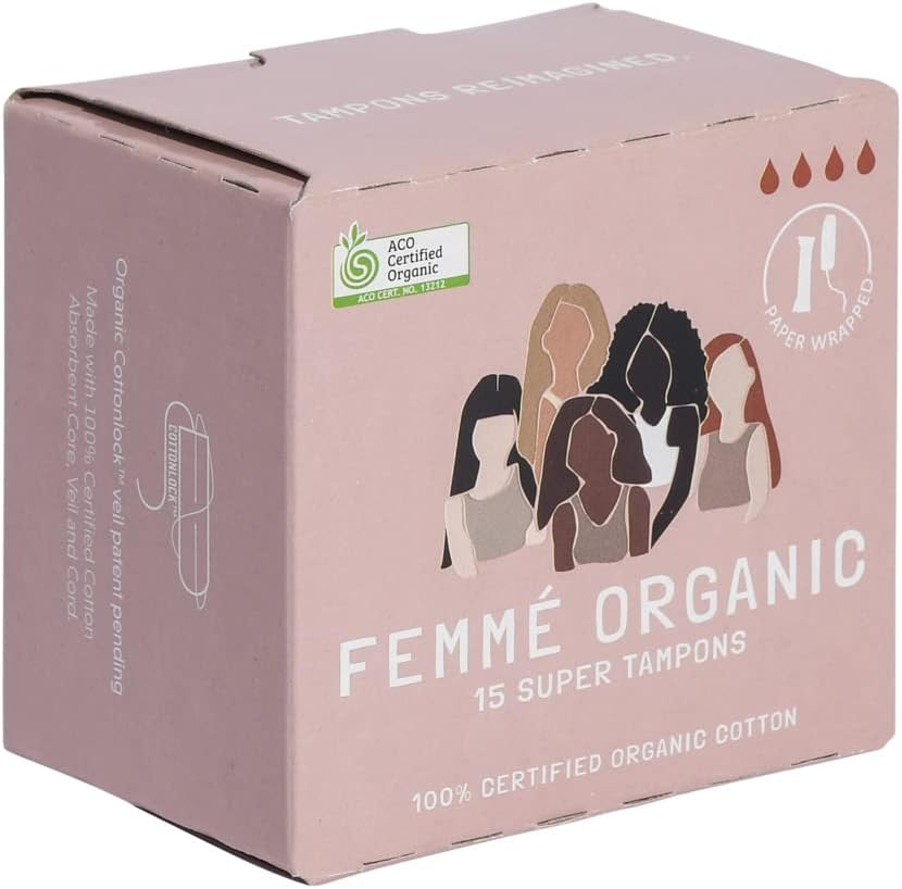 Femme Organic Cotton Tampons, 15-Piece Set, Super image number 2
