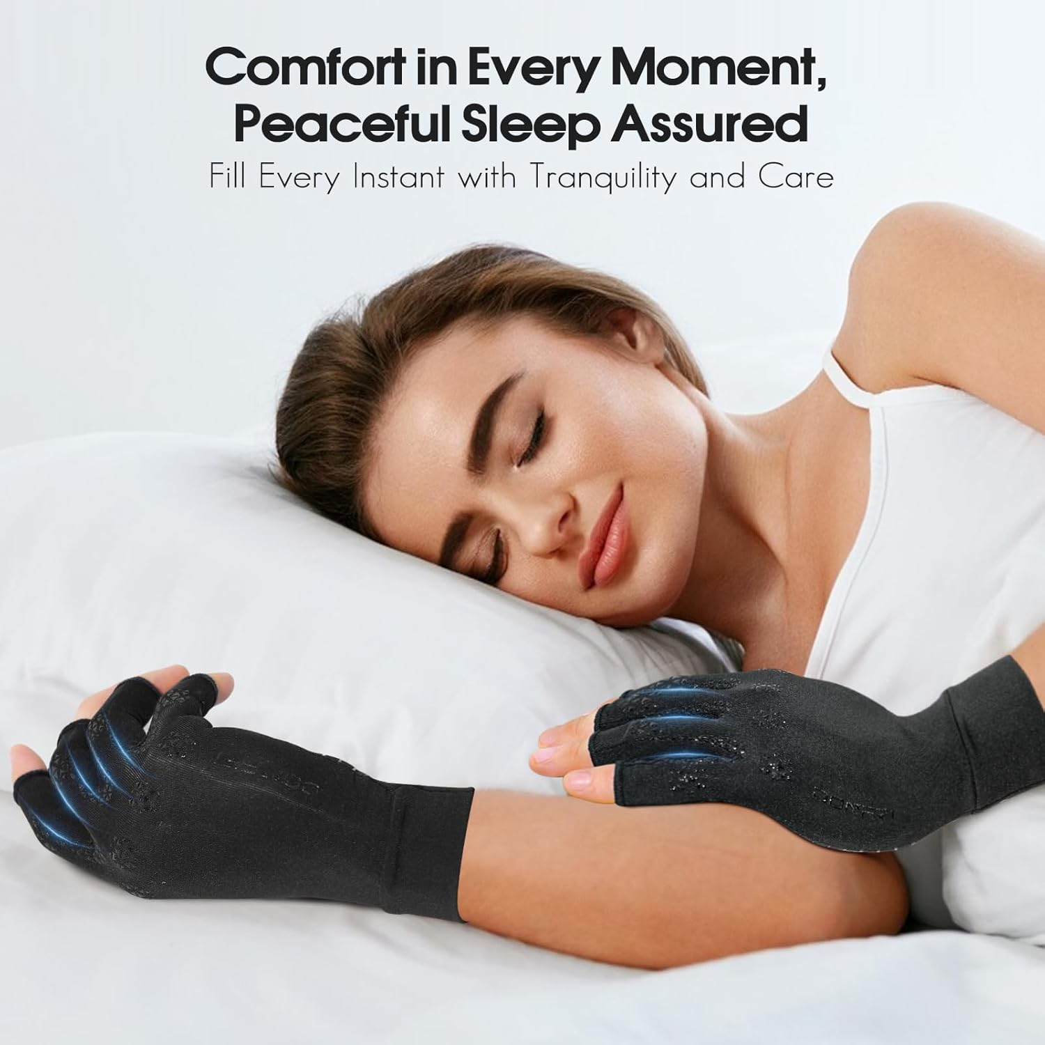 Donfri Arthritis Compression Gloves Fingerless Gloves Hand Support Carpal Tunnel Typing Gloves for Rheumatoid,Raynaud'S,Tendonitis,Joints Swollen and Stiff, Black, L