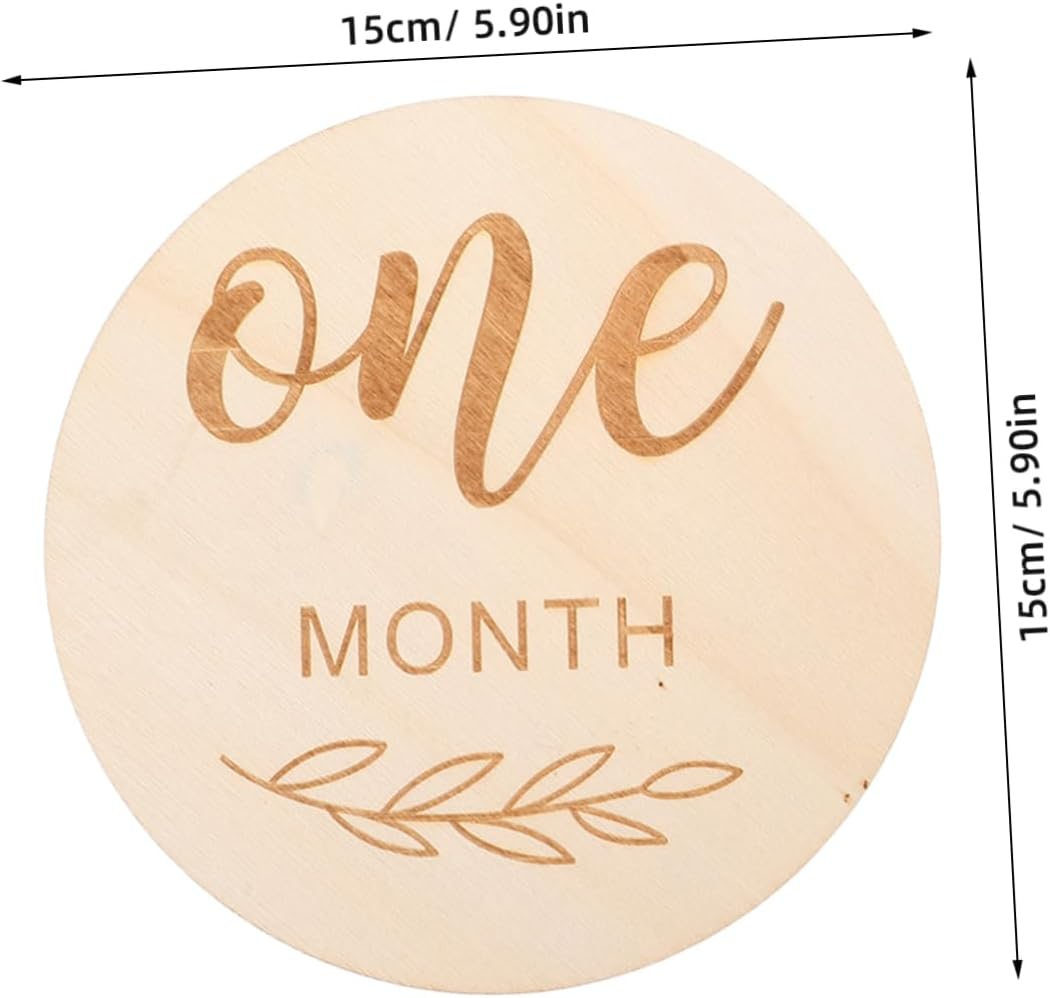 Ifundom 12Pcs Double Sided Wooden Monthly Milestone Cards Newborn Photo Props Announcement Plaques for Monthly Photoshoots and Memory Keeping image number 3