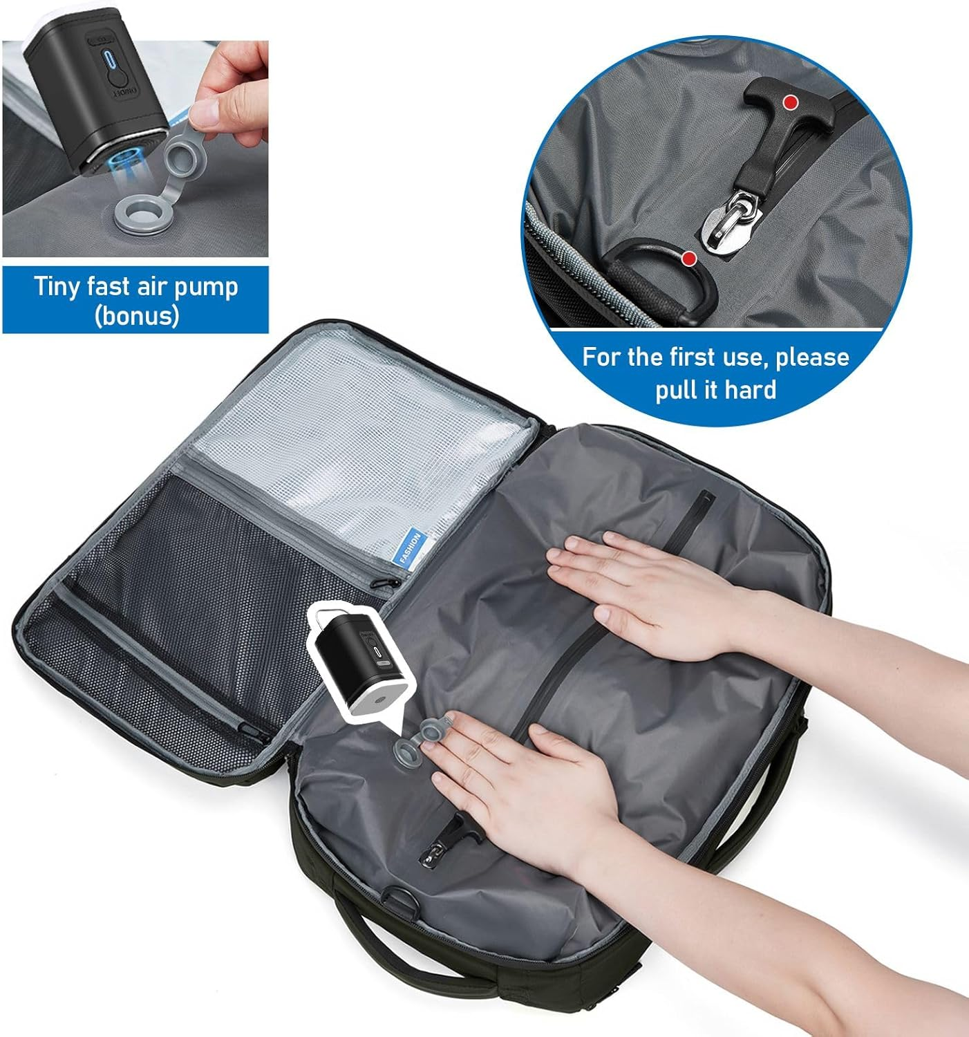 Vacuum Compression Travel Backpack Expandable Carry on Backpack Waterproof Bag Ideal for Laptop Travel Business Camping 22L-45L Army Green