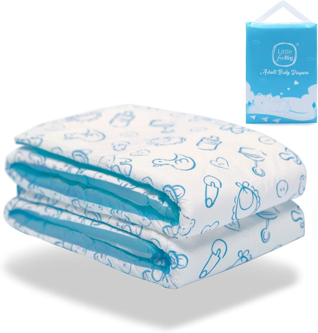 Littleforbig Printed Adult Brief Diapers 2 Pieces - Nursery Pink (M)