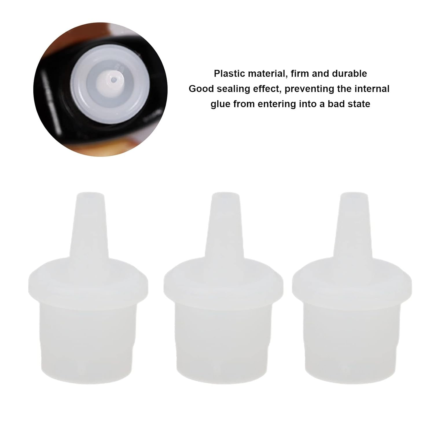 Ejoyous 20PCS ABS Eyelash Glue Bottle Nozzles (0.9X0.5In/22X13Mm) Sealed Dustproof, Sturdy Durable, Fits Eyelash Glue/Pigment/Color Bottles, Nail Art/Eyelash Extension Accessory image number 4