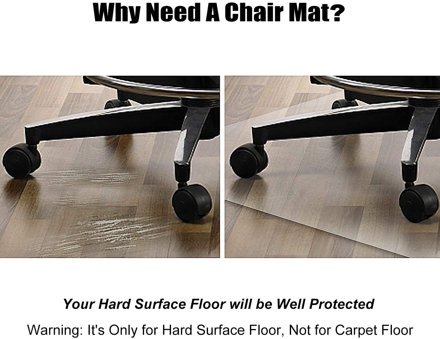 Azadx Home Office Chair Mat, Transparent Hard Floors Protector 30 X 48'' Rectangle image number 4