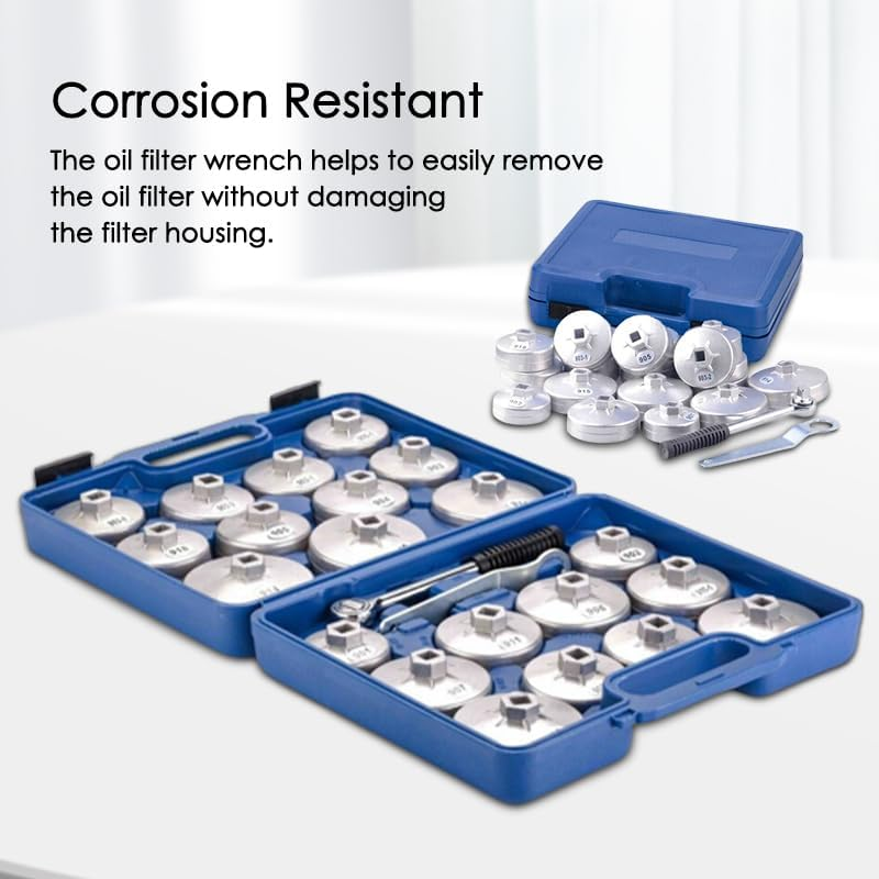 Leona Co 23Pcs Oil Filter Removal Cap Wrench Set Automotive Removal Socket Garage Tools Kit Garage Tool