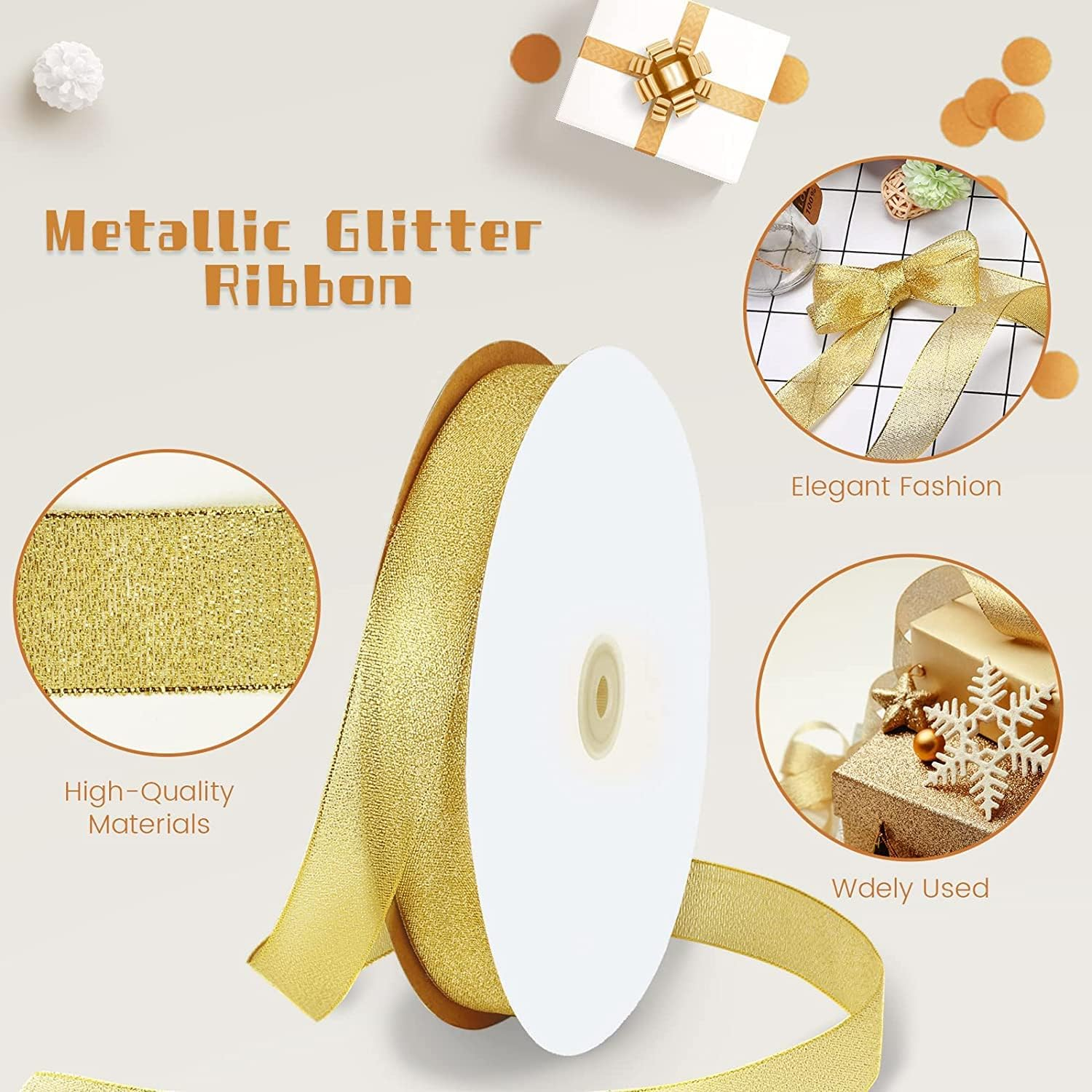 Gold Satin Ribbon,Fabric Satin Ribbons,Solid Polyester Ribbon,Silk Satin Roll Satin Ribbon,2 Pack Polyester Fabric Ribbons,Fabric Ribbons Satin Ribbons Solid Polyester Ribbon for Gift Wrapping image number 4
