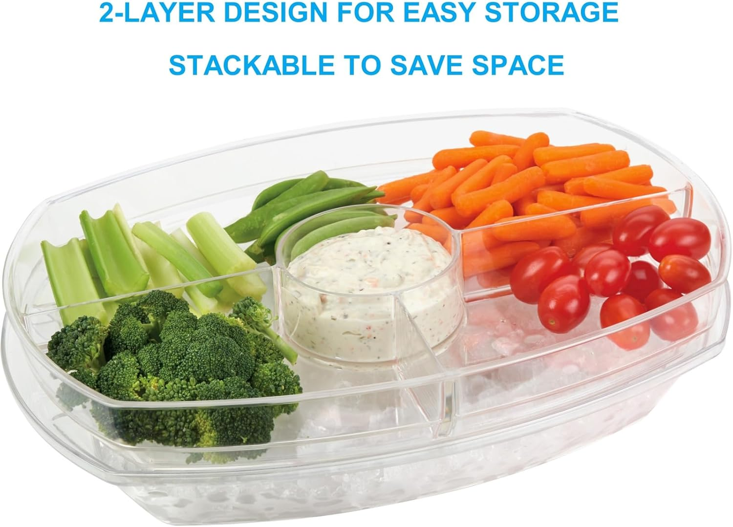DEAYOU Ice Serving Tray with Lid for Party Food, Serving Platter Dish for Appetizers, Fruits, Vegetables, Salads, Picnic, Snack image number 3