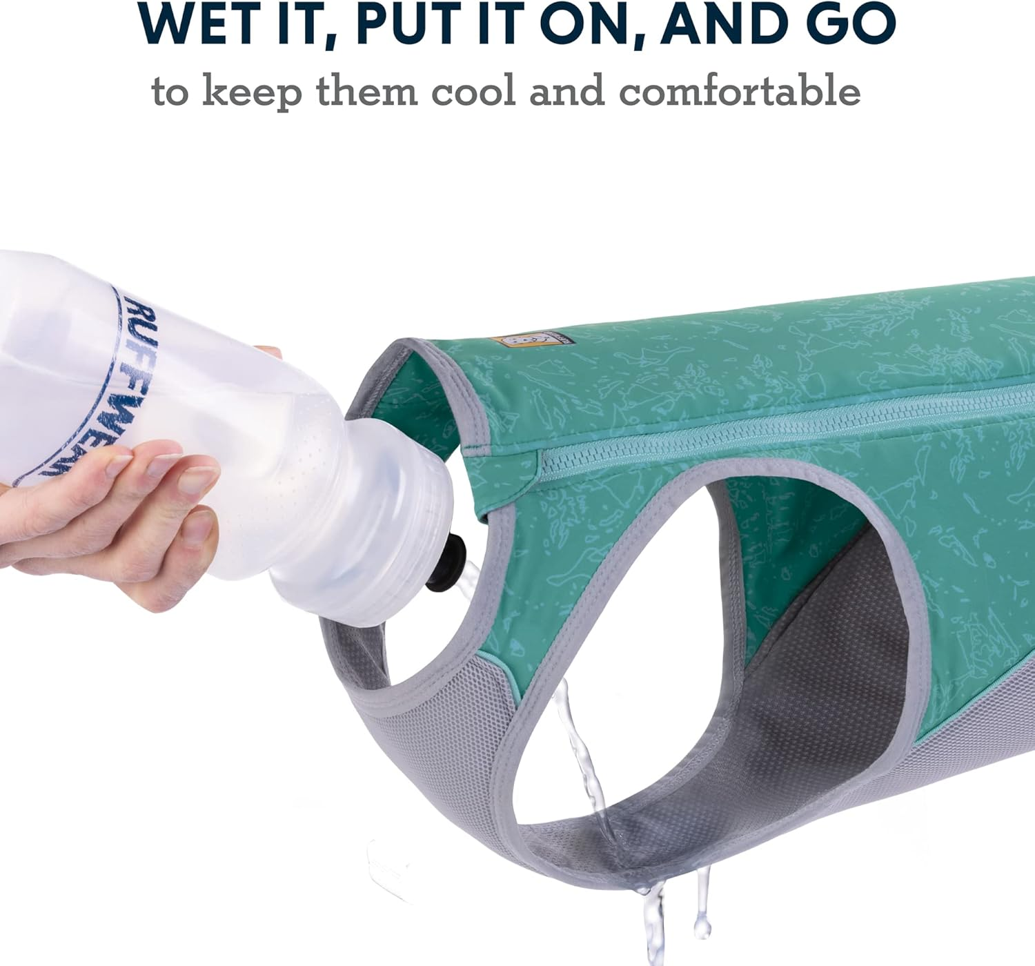 Ruffwear Swamp Cooler(Tm) Zip Vest |05451-421| Cooling Coat for Dogs, Colour: Aurora Teal, Size: XXS image number 4