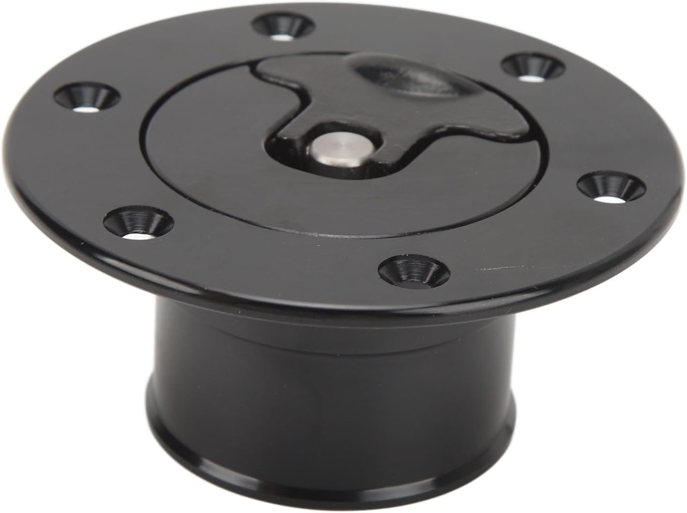 Jiawu Fuel Fill Filler Neck and Cap, ID 39Mm/1.54In Aluminum Alloy Flush Mount Fuel Cell Tank Cap with 6 Bolt Opening, Universal for Car, Black image number 3