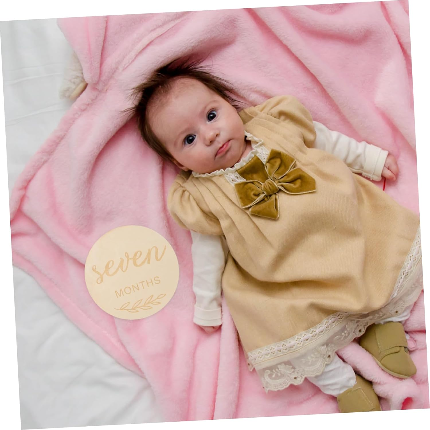 ULDIGI 12Pcs Wooden Milestone Cards Monthly Milestone Discs for Newborn Photo Props Natural Double Sided Design Parents for First Year image number 5