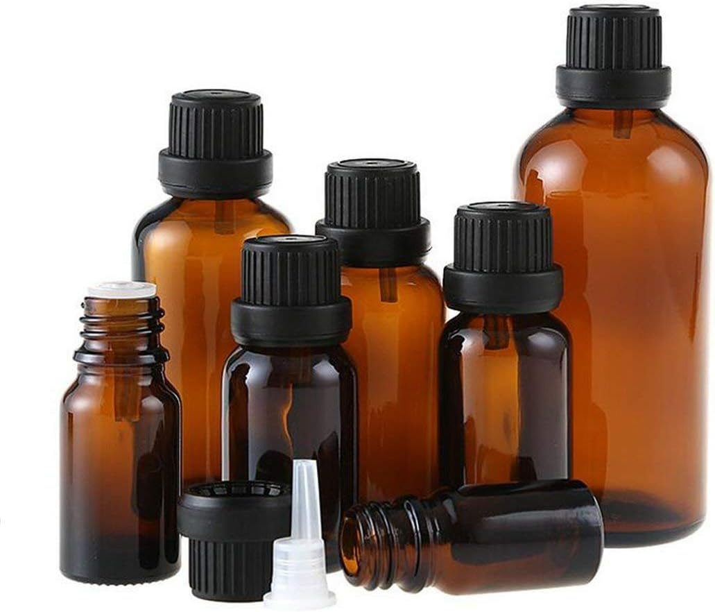 6Pcs 20Ml/0.68Oz Amber Glass Empty Refillable Dropping Bottles with Screw Cap and Leakproof Plug Essential Oil Containers Cosmetic Sample Vials Dispensers for Aromatherapy Massage Oil Storage image number 1