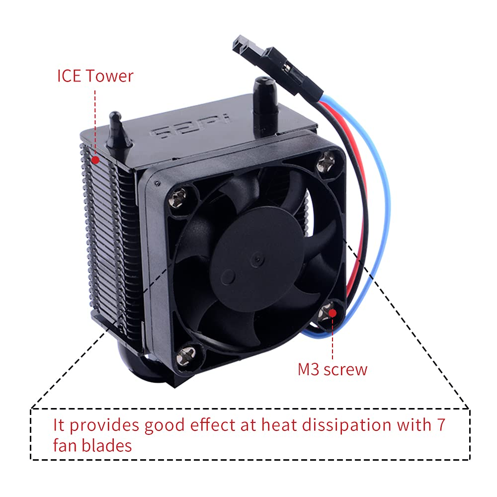 Geeekpi 2PCS PWM Controllable Quiet 4010 Fan 40X40X10Mm DC 5V for Raspberry Pi 4, 3 B+, Pi 3 (Black) image number 6