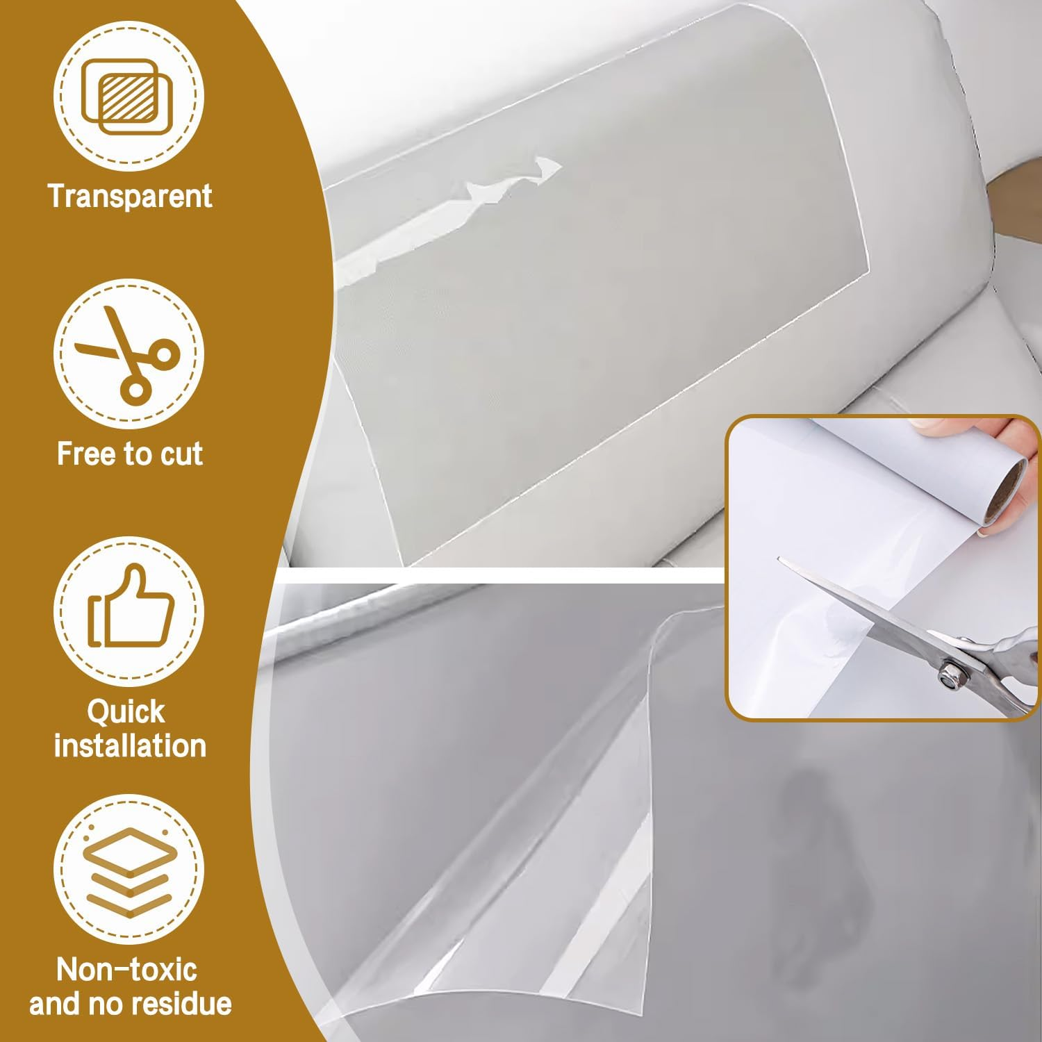 Self-Adhesive Cat Scratch Film, 30 X 300 Cm, Scratch Protection, Sofa Protection, Cat Scratching Film, Cats for Furniture, Anti-Scratch Film for Cats, PVC Cats, Scratch Protection, Sofa image number 2