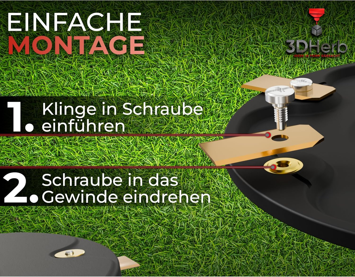 30 X Replacement Blades + Screws, Replacement Blades Compatible with Segway Navimow Robotic Lawnmower for Long, Sharp Cut (Set of 30 Blades) - Titanium Carbit Coated image number 6