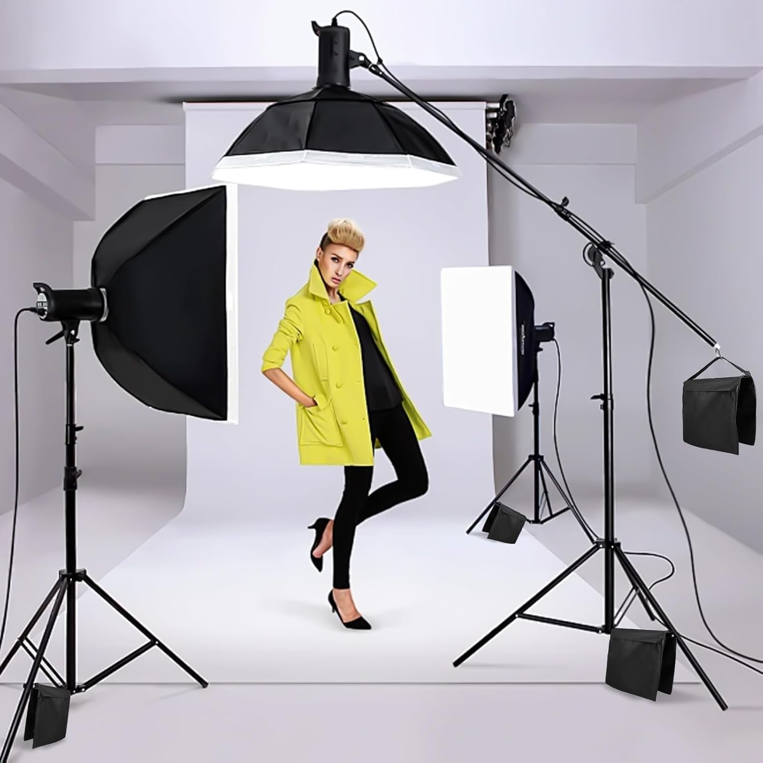 5 Pieces Sandbags for Photography, 27 * 29Cm Sandbag with Carabiner & Ziplock Bags, 600D Oxford Fabric, Max Load Capacity: 10Kg, Empty Sandbag for Photography Lamp Stand, Light Stand Tripod image number 3