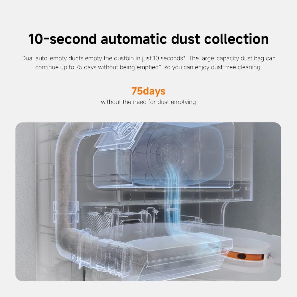 Xiaomi Robot Vacuum X20+ with All-In-One Smart Base Station 6000Pa Suction Power, LDS Laser Navigation, Voice Control, Wet & Dry 4L White (AU Version) image number 1