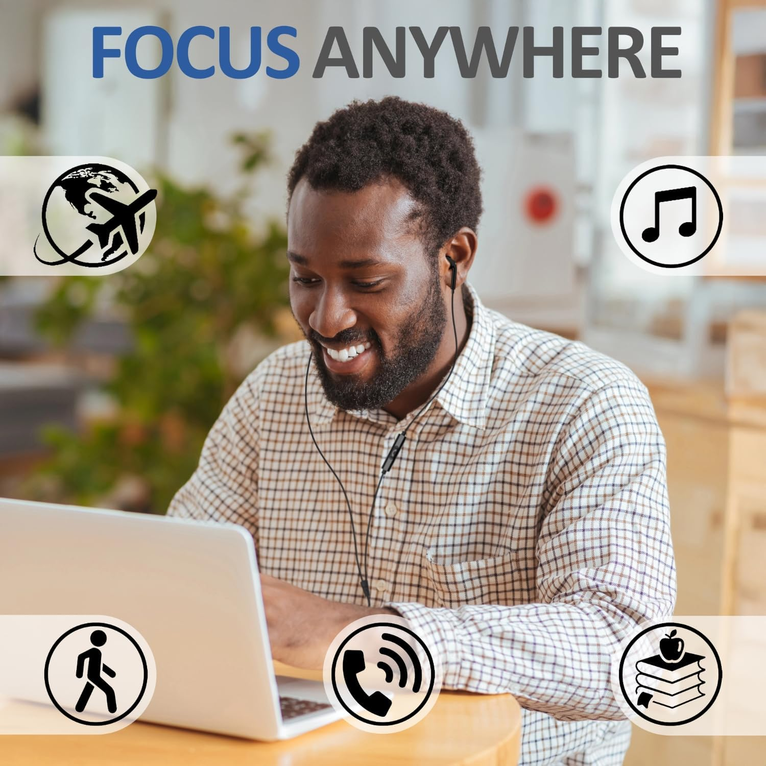 LUDOS Zenith Wired Earbuds In-Ear Headphones, 2 Year Warranty, Earphones with Microphone, Noise Isolation Corded for 3.5Mm Jack Ear Buds for Iphone, Ipad, Samsung, Computer, Laptop, Gaming - Black image number 5